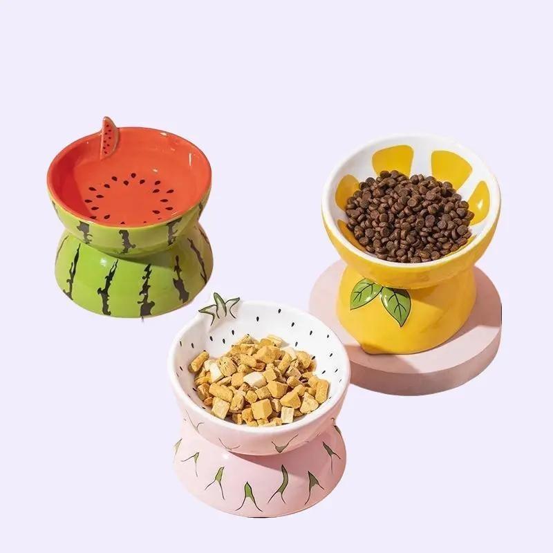 Fruit Ceramic Cat Bowl – Watermelon, Kiwi, Lemon & More