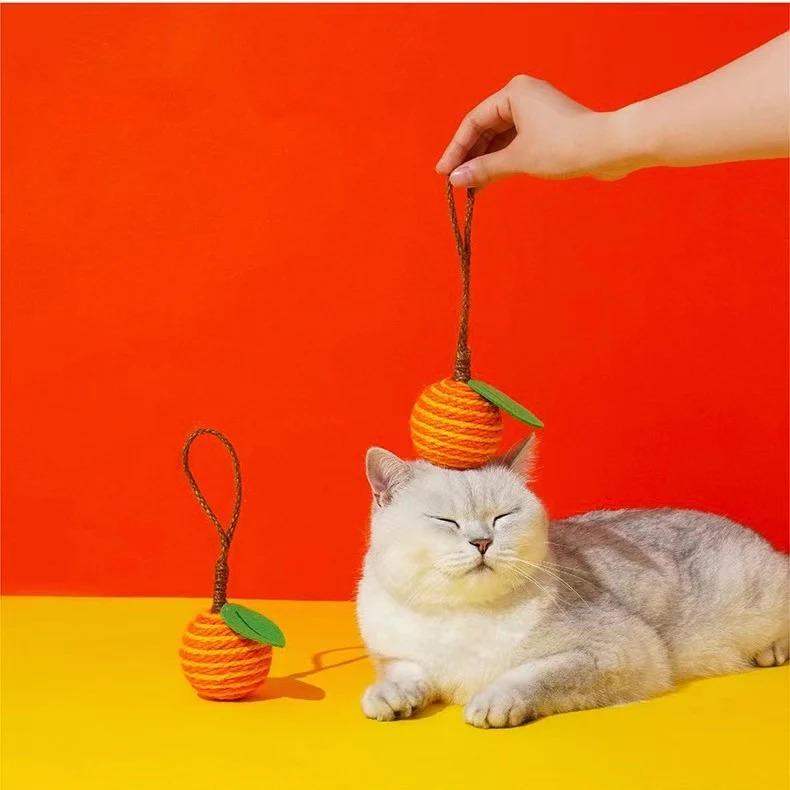 Sisal Fruit Scratcher Ball – Peach, Cherry, Grape & Orange - Image 6