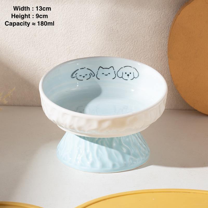 Mangkuk Kucing Seramik Bertekstur 3P – 6 Pilihan, 2 Ketinggian - Image 4