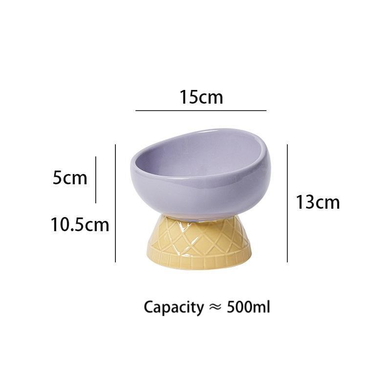 Ice Cream Ceramic Cat Bowl – Raised Anti-Tip Feeder - Image 2