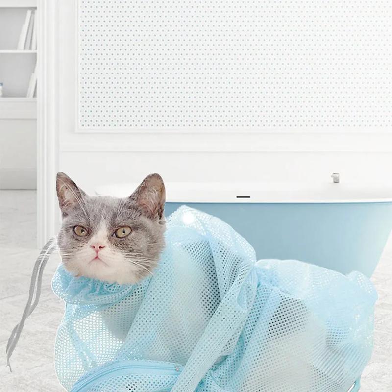 猫咪洗澡美容袋 – 防抓网眼束缚袋 - 图片 6
