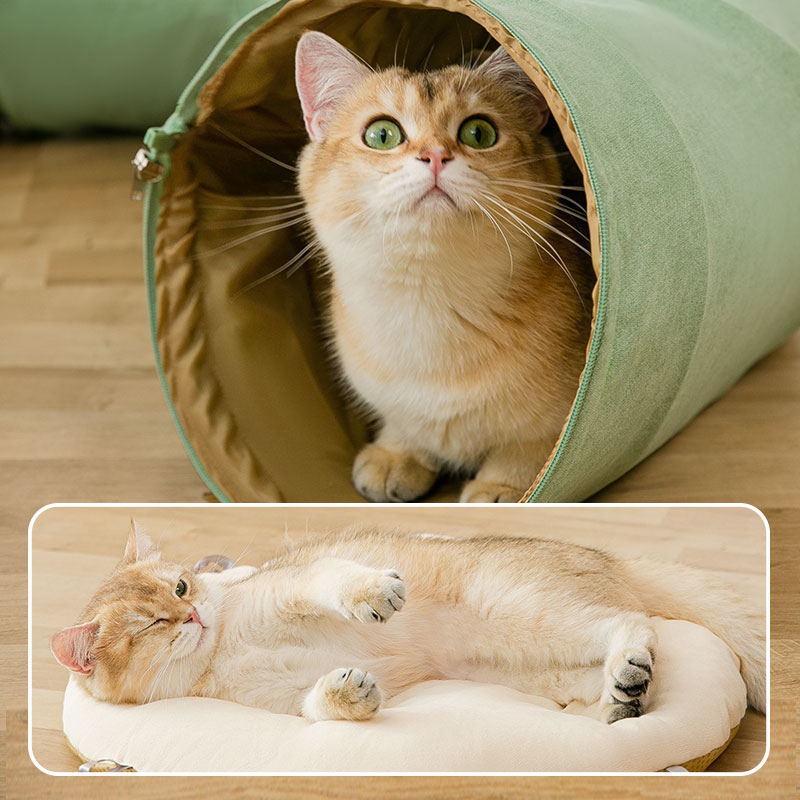 Katil Terowong Kucing 2-dalam-1 – Sarang Boleh Dilipat & Laluan Bermain - Image 2