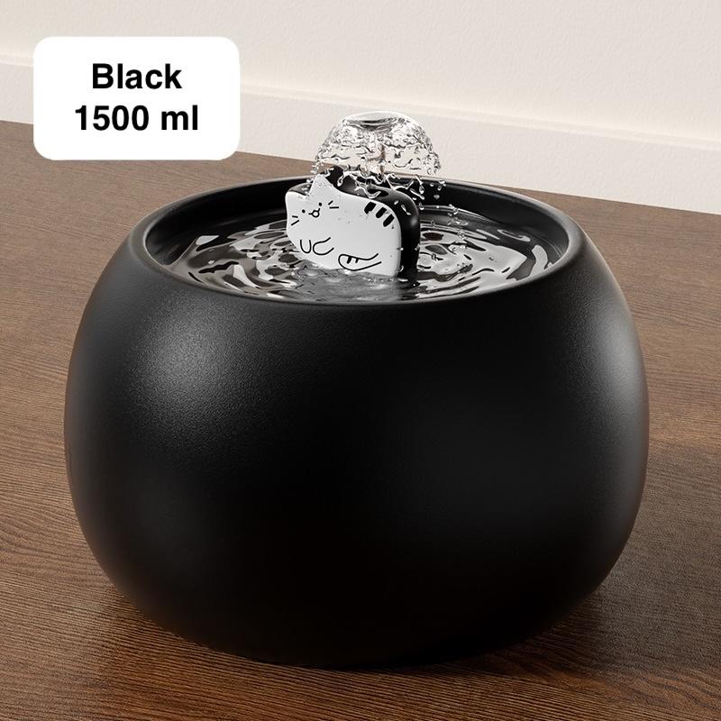 Air Pancut Kucing Seramik 1.5 L – Hitam atau Putih