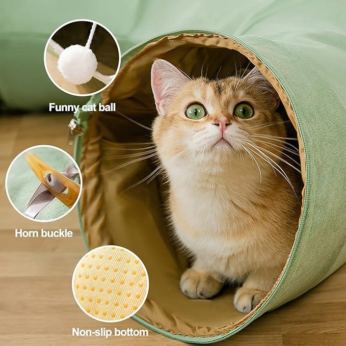 Katil Terowong Kucing 2-dalam-1 – Sarang Boleh Dilipat & Laluan Bermain - Image 4