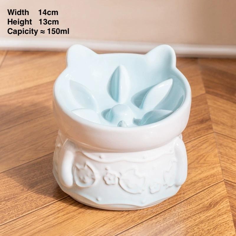 Mangkuk Kucing Seramik Telinga Kucing JP140 – 5 Warna, S & N
