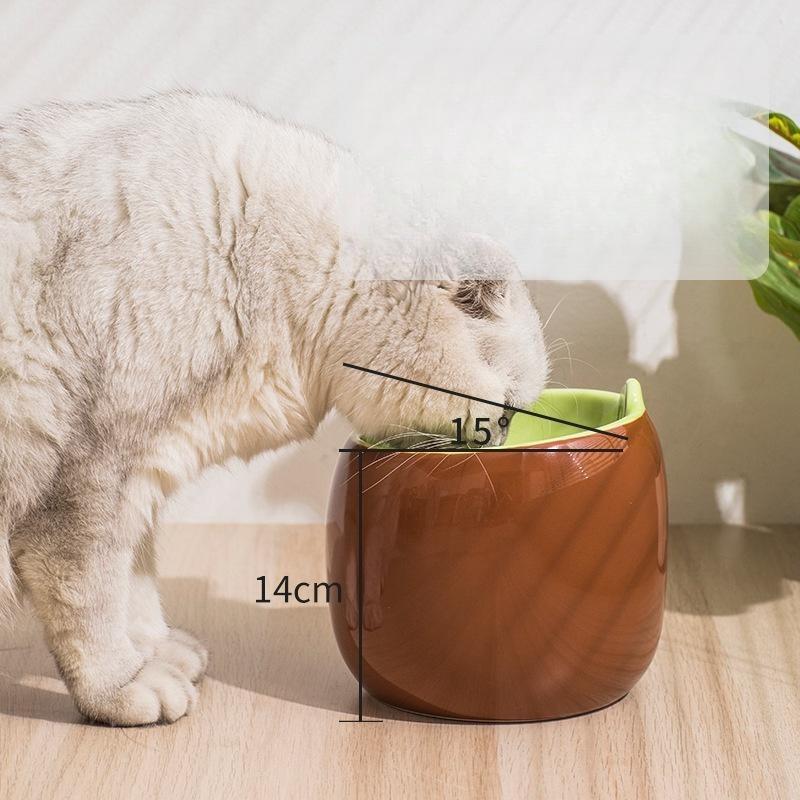 Mangkuk Seramik Kucing Pisang & Kiwi – Condong, Kapasiti Besar - Image 3