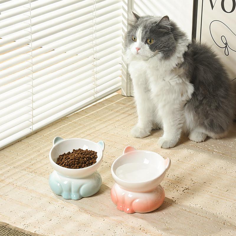 Mangkuk Kucing Seramik Condong Kaki Tinggi – 5 Warna, 150 ml - Image 8