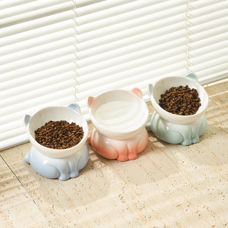 Mangkuk Kucing Seramik Condong Kaki Tinggi – 5 Warna, 150 ml - Image 6