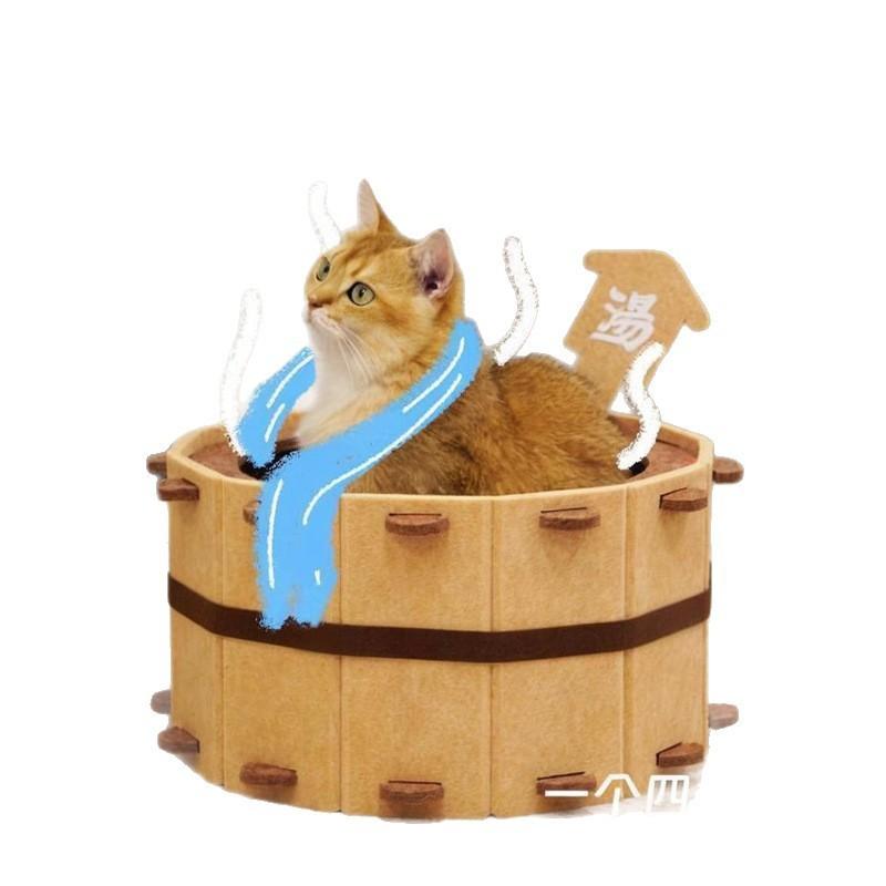 日式温泉毛毡猫窝 – 半封闭抓板