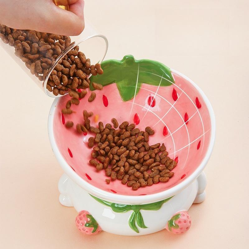 水果陶瓷宠物碗 – 迷你高脚食盆 - 图片 4