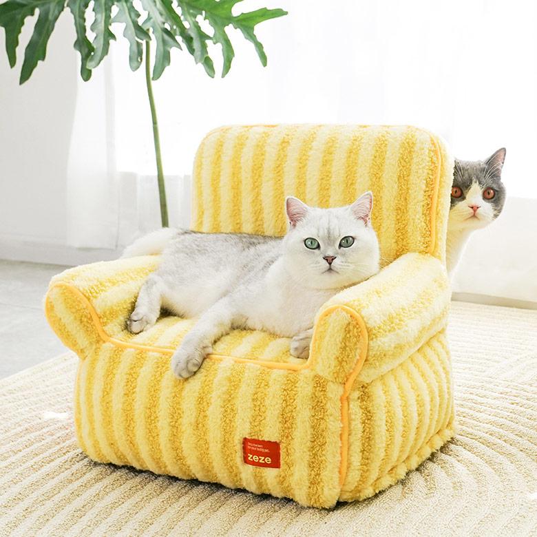 Sofa Plush Kucing Zeze – Katil Berjalur Boleh Ditanggalkan & Dibasuh