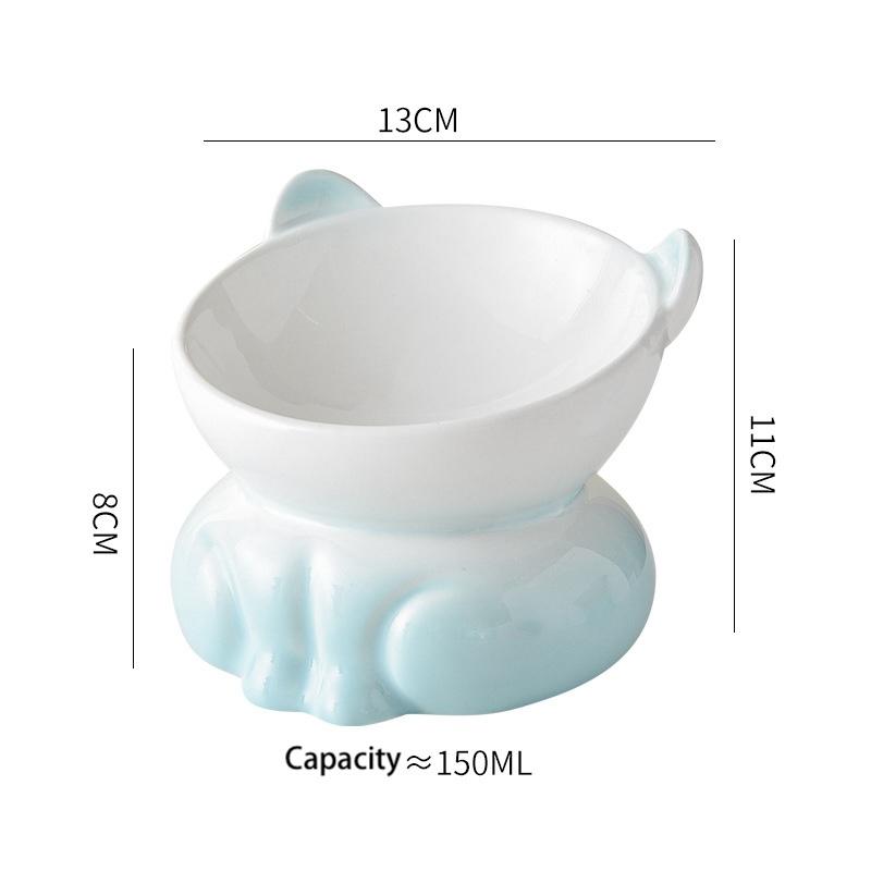 Mangkuk Kucing Seramik Condong Kaki Tinggi – 5 Warna, 150 ml - Image 2